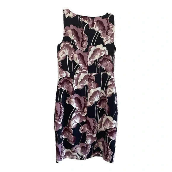 Ann Taylor Factory Floral Print Sheath Dress Sleeveless Navy Blue Purple W Sz 2 - Picture 2 of 7